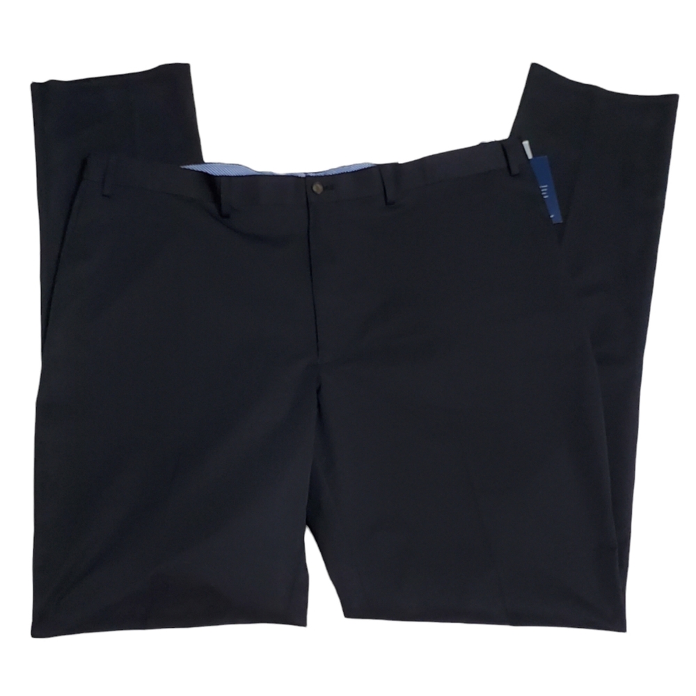 NWT Hart schaffner new york fit flat front tech stretch unhemmed pants black